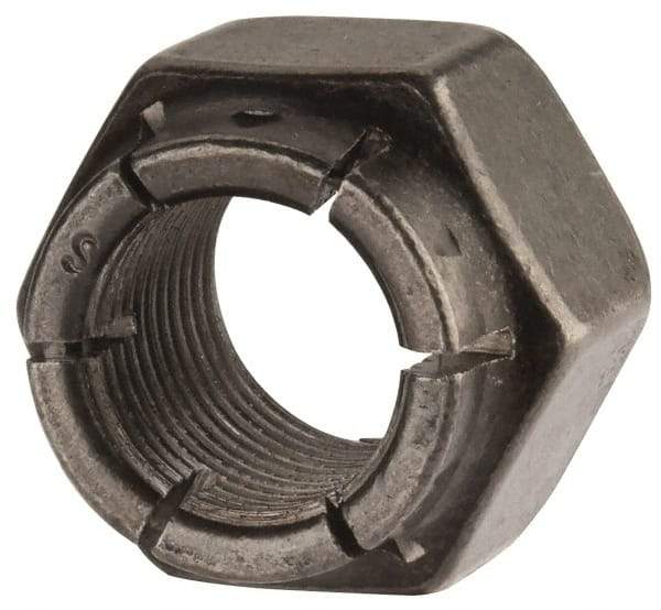 Flex-Loc - 5/8-18 UNJF Grade 2 Hex Lock Nut with Expanding Flex Top - 15/16" Width Across Flats, Uncoated, Meets Military Specifications - Exact Tool & Supply