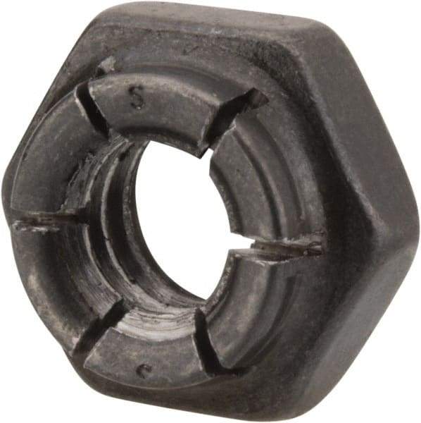 Flex-Loc - 1/4-20 UNC Grade 2 Hex Lock Nut with Expanding Flex Top - 7/32" High, Uncoated, Meets Military Specifications - Exact Tool & Supply