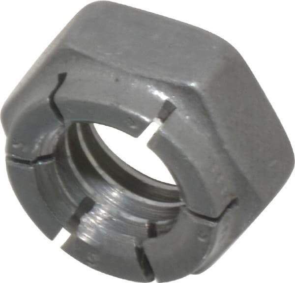 Flex-Loc - 3/8-16 UNC Grade 2 Hex Lock Nut with Expanding Flex Top - 9/32" High, Uncoated, Meets Military Specifications - Exact Tool & Supply