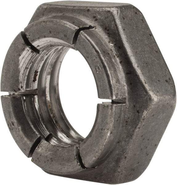 Flex-Loc - 1/2-13 UNC Grade 2 Hex Lock Nut with Expanding Flex Top - 21/64" High, Uncoated, Meets Military Specifications - Exact Tool & Supply