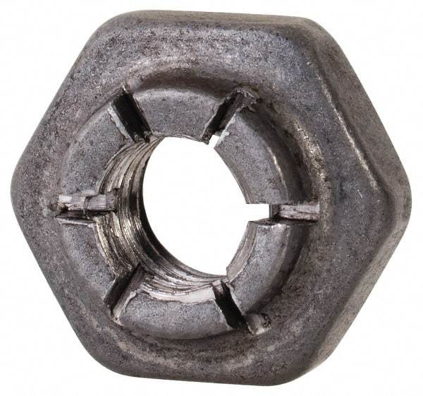 Flex-Loc - #10-32 UNJF Grade 2 Hex Lock Nut with Expanding Flex Top - 3/16" High, Uncoated, Meets Military Specifications - Exact Tool & Supply