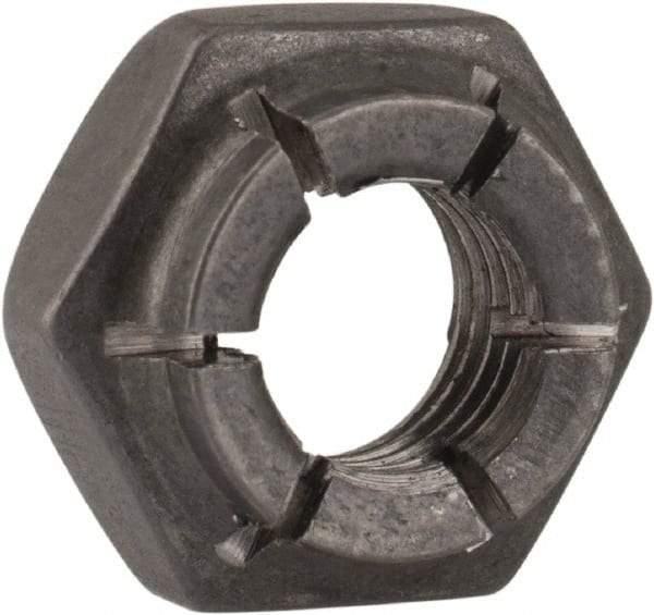 Flex-Loc - 1/4-28 UNJF Grade 2 Hex Lock Nut with Expanding Flex Top - 7/32" High, Uncoated, Meets Military Specifications - Exact Tool & Supply