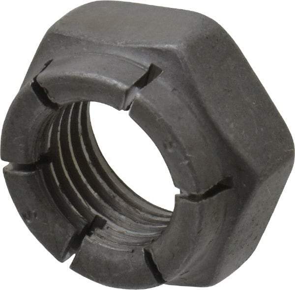 Flex-Loc - 3/8-24 UNJF Grade 2 Hex Lock Nut with Expanding Flex Top - 9/32" High, Uncoated, Meets Military Specifications - Exact Tool & Supply