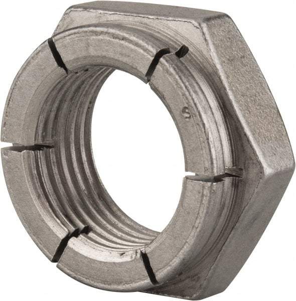 Flex-Loc - 1-12 UNJF Grade 2 Hex Lock Nut with Expanding Flex Top - 1-7/16" Width Across Flats, Uncoated, Meets Military Specifications - Exact Tool & Supply