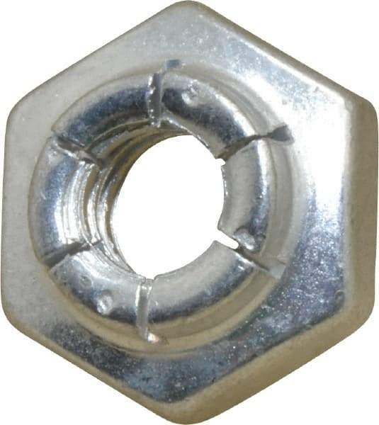 Flex-Loc - 1/4-20 UNC Grade 2 Heavy Hex Lock Nut with Expanding Flex Top - 7/32" High, Cadmium-Plated Finish, Meets Military Specifications - Exact Tool & Supply