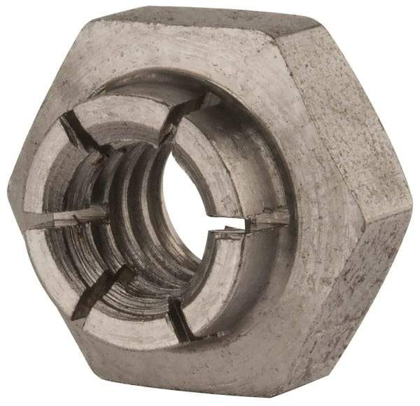 Flex-Loc - 1/4-20 UNC 18-8 Heavy Hex Lock Nut with Expanding Flex Top - Uncoated, Meets Military Specifications - Exact Tool & Supply