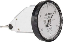 Mitutoyo - 0.03 Inch Range, 0.0005 Inch Dial Graduation, Vertical Dial Test Indicator - 1.5748 Inch White Dial, 0-15-0 Dial Reading, Accurate to 0.0005 Inch - Exact Tool & Supply