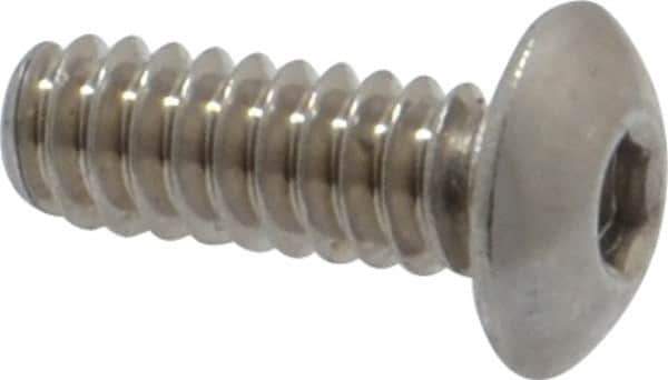 Value Collection - #4-40 UNC Hex Socket Drive, Button Screw - Grade 18-8 Stainless Steel, Uncoated, Fully Threaded, 5/16" Length Under Head - Exact Tool & Supply