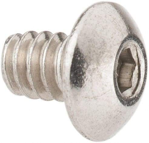 Value Collection - #6-32 UNC Hex Socket Drive, Button Screw - Grade 18-8 Stainless Steel, Uncoated, Fully Threaded, 3/16" Length Under Head - Exact Tool & Supply