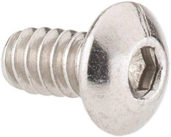 Value Collection - #6-32 UNC Hex Socket Drive, Button Screw - Grade 18-8 Stainless Steel, Uncoated, Fully Threaded, 1/4" Length Under Head - Exact Tool & Supply