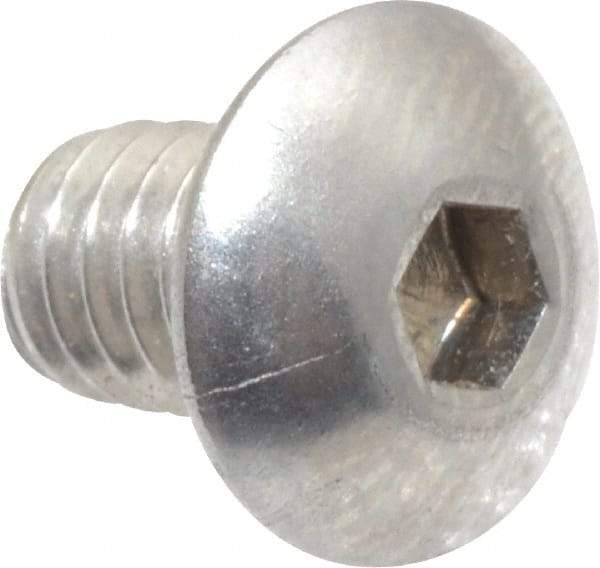 Value Collection - #8-32 UNC Hex Socket Drive, Button Screw - Grade 18-8 Stainless Steel, Uncoated, Fully Threaded, 1/4" Length Under Head - Exact Tool & Supply
