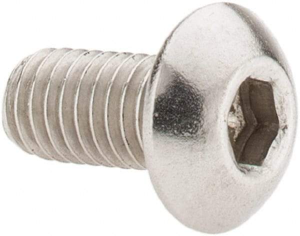 Value Collection - #10-32 UNF Hex Socket Drive, Button Screw - Grade 18-8 Stainless Steel, Uncoated, Fully Threaded, 3/8" Length Under Head - Exact Tool & Supply