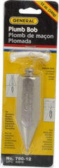 General - 4-1/2 Inch Long, 1 Inch Diameter Steel Plumb Bob - 12 Ounce - Exact Tool & Supply
