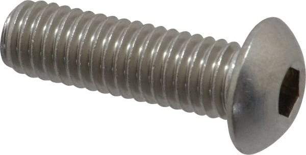 Value Collection - 3/8-16 UNC Hex Socket Drive, Button Screw - Grade 18-8 Stainless Steel, 1-1/4" Length Under Head - Exact Tool & Supply