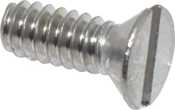Value Collection - #6-32 UNC, 3/8" OAL Slotted Drive Machine Screw - Flat Head, Grade 18-8 Stainless Steel, Uncoated, Without Washer - Exact Tool & Supply