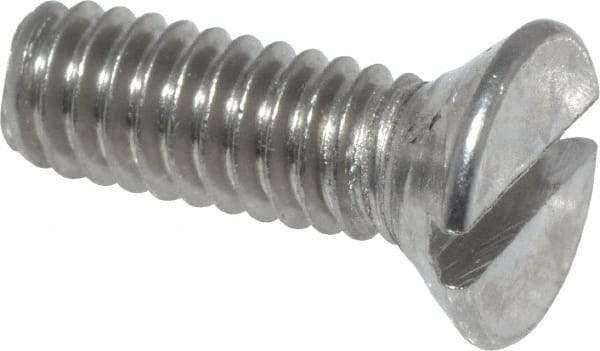 Value Collection - #8-32 UNC, 1/2" OAL Slotted Drive Machine Screw - Flat Head, Grade 18-8 Stainless Steel, Uncoated, Without Washer - Exact Tool & Supply