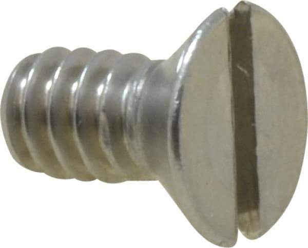 Value Collection - #10-24 UNC, 3/8" OAL Slotted Drive Machine Screw - Flat Head, Grade 18-8 Stainless Steel, Uncoated, Without Washer - Exact Tool & Supply