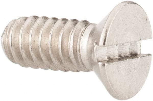 Value Collection - #10-24 UNC, 1/2" OAL Slotted Drive Machine Screw - Flat Head, Grade 18-8 Stainless Steel, Uncoated, Without Washer - Exact Tool & Supply