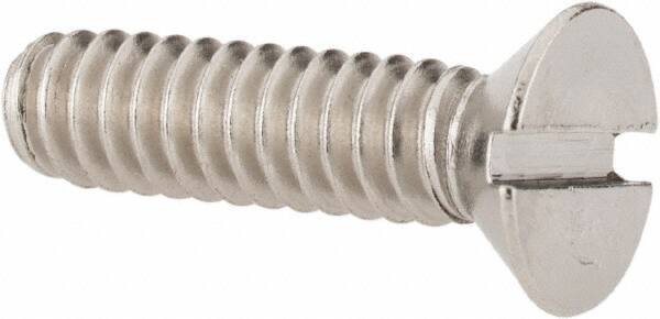 Value Collection - #10-24 UNC, 3/4" OAL Slotted Drive Machine Screw - Flat Head, Grade 18-8 Stainless Steel, Uncoated, Without Washer - Exact Tool & Supply
