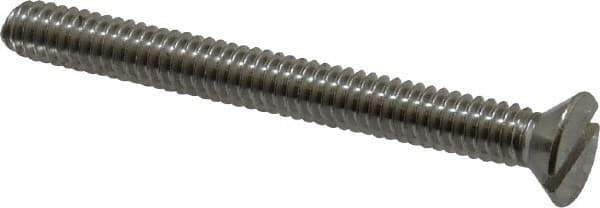 Value Collection - #10-24 UNC, 1-1/2" OAL Slotted Drive Machine Screw - Flat Head, Grade 18-8 Stainless Steel, Uncoated, Without Washer - Exact Tool & Supply
