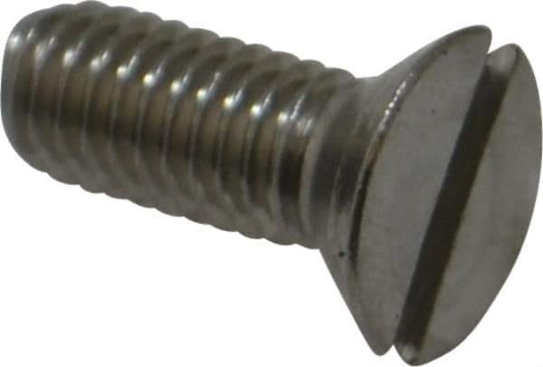 Value Collection - #10-32 UNF, 1/2" OAL Slotted Drive Machine Screw - Flat Head, Grade 18-8 Stainless Steel, Uncoated, Without Washer - Exact Tool & Supply