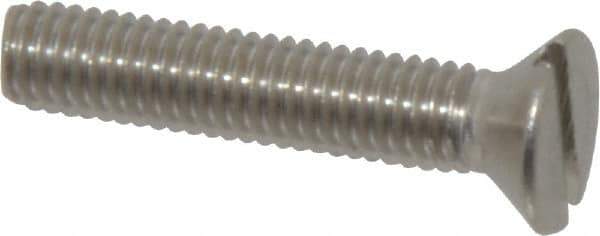 Value Collection - #10-32 UNF, 1" OAL Slotted Drive Machine Screw - Flat Head, Grade 18-8 Stainless Steel, Uncoated, Without Washer - Exact Tool & Supply