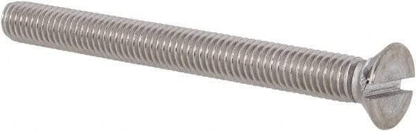 Value Collection - #10-32 UNF, 2" OAL Slotted Drive Machine Screw - Flat Head, Grade 18-8 Stainless Steel, Uncoated, Without Washer - Exact Tool & Supply