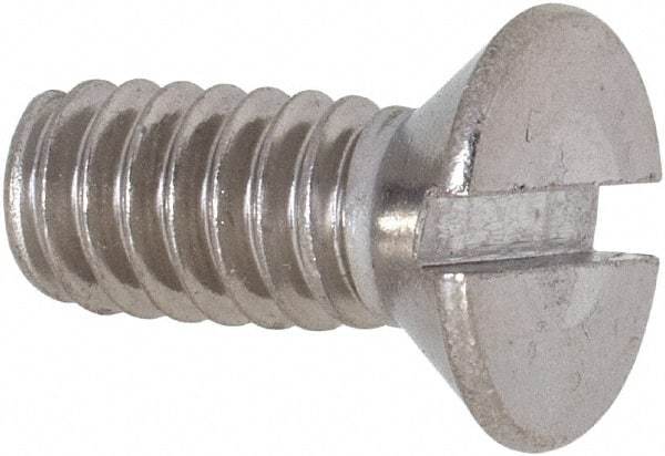 Value Collection - 1/4-20 UNC, 5/8" OAL Slotted Drive Machine Screw - Flat Head, Grade 18-8 Stainless Steel, Uncoated, Without Washer - Exact Tool & Supply