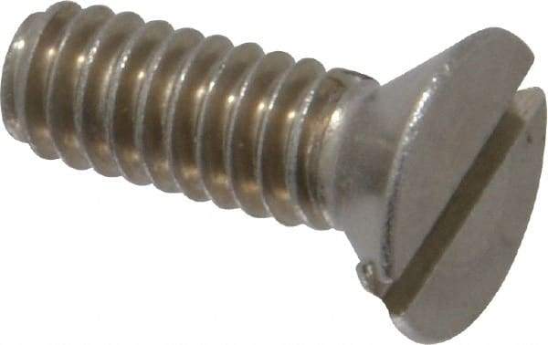 Value Collection - 1/4-20 UNC, 3/4" OAL Slotted Drive Machine Screw - Flat Head, Grade 18-8 Stainless Steel, Uncoated, Without Washer - Exact Tool & Supply