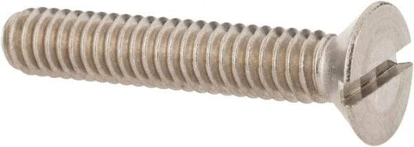 Value Collection - 1/4-20 UNC, 1-1/2" OAL Slotted Drive Machine Screw - Flat Head, Grade 18-8 Stainless Steel, Uncoated, Without Washer - Exact Tool & Supply