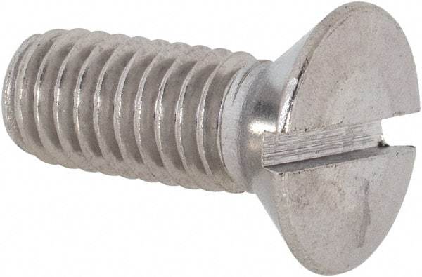 Value Collection - 3/8-16 UNC, 1" OAL Slotted Drive Machine Screw - Flat Head, Grade 18-8 Stainless Steel, Uncoated, Without Washer - Exact Tool & Supply