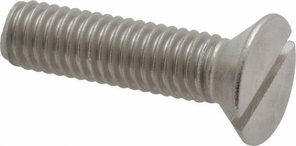 Value Collection - 3/8-16 UNC, 1-1/2" OAL Slotted Drive Machine Screw - Flat Head, Grade 18-8 Stainless Steel, Uncoated, Without Washer - Exact Tool & Supply