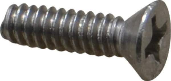 Value Collection - #6-32 UNC, 1/2" OAL Phillips Drive Machine Screw - Flat Head, Grade 18-8 Stainless Steel, Uncoated, Without Washer - Exact Tool & Supply