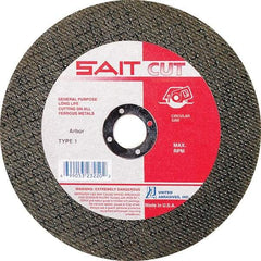 Sait - 4-1/2" 30 Grit Aluminum Oxide Cutoff Wheel - 5/64" Thick, 7/8" Arbor, 13,300 Max RPM, Use with Angle Grinders - Exact Tool & Supply