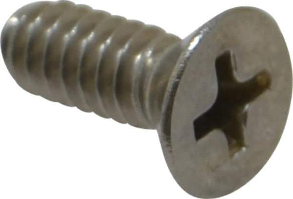 Value Collection - #10-24 UNC, 1/2" OAL Phillips Drive Machine Screw - Flat Head, Grade 18-8 Stainless Steel, Uncoated, Without Washer - Exact Tool & Supply