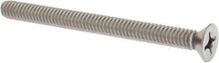 Value Collection - 1/4-20 UNC, 3" OAL Phillips Drive Machine Screw - Flat Head, Grade 18-8 Stainless Steel, Uncoated, Without Washer - Exact Tool & Supply