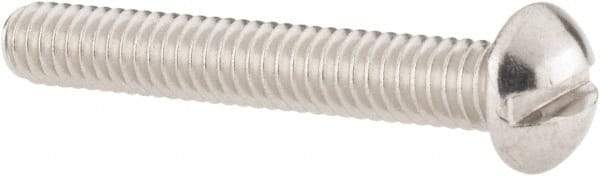 Value Collection - #12-24 UNC, 1-1/2" Length Under Head Slotted Drive Machine Screw - Round Head, Grade 18-8 Stainless Steel, Uncoated, Without Washer - Exact Tool & Supply