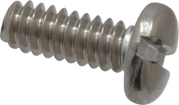 Value Collection - #6-32 UNC, 3/8" Length Under Head Slotted Drive Machine Screw - Pan Head, Grade 18-8 Stainless Steel, Uncoated, Without Washer - Exact Tool & Supply