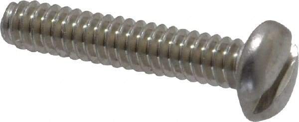 Value Collection - #6-32 UNC, 3/4" Length Under Head Slotted Drive Machine Screw - Pan Head, Grade 18-8 Stainless Steel, Uncoated, Without Washer - Exact Tool & Supply