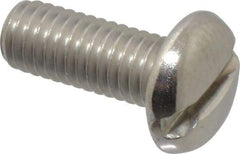 Value Collection - #10-32 UNF, 1/2" Length Under Head Slotted Drive Machine Screw - Pan Head, Grade 18-8 Stainless Steel, Uncoated, Without Washer - Exact Tool & Supply