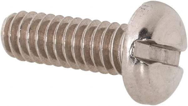 Value Collection - 1/4-20 UNC, 3/4" Length Under Head Slotted Drive Machine Screw - Pan Head, Grade 18-8 Stainless Steel, Uncoated, Without Washer - Exact Tool & Supply