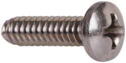 Value Collection - #6-32 UNC, 1/2" Length Under Head Phillips Drive Machine Screw - Pan Head, Grade 18-8 Stainless Steel, Uncoated, Without Washer - Exact Tool & Supply