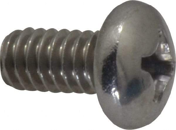 Value Collection - 1/4-20 UNC, 1/2" Length Under Head Phillips Drive Machine Screw - Pan Head, Grade 18-8 Stainless Steel, Uncoated, Without Washer - Exact Tool & Supply
