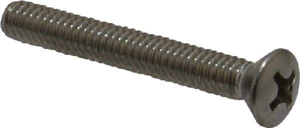 Value Collection - #8-32 UNC, 1-1/4" OAL Phillips Drive Machine Screw - Oval Head, Grade 18-8 Stainless Steel, Uncoated, Without Washer - Exact Tool & Supply
