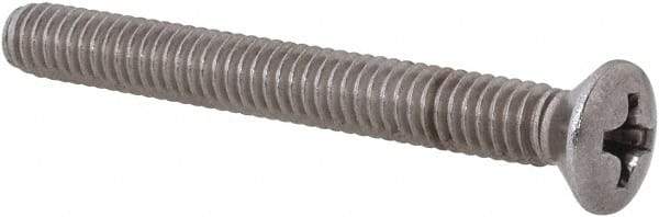 Value Collection - #8-32 UNC, 1-1/2" OAL Phillips Drive Machine Screw - Oval Head, Grade 18-8 Stainless Steel, Uncoated, Without Washer - Exact Tool & Supply