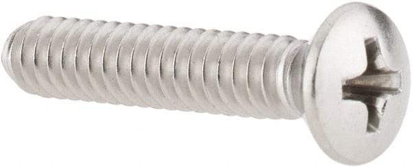 Value Collection - #10-24 UNC, 1" OAL Phillips Drive Machine Screw - Oval Head, Grade 18-8 Stainless Steel, Uncoated, Without Washer - Exact Tool & Supply