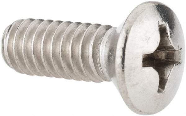 Value Collection - 1/4-20 UNC, 3/4" OAL Phillips Drive Machine Screw - Oval Head, Grade 18-8 Stainless Steel, Uncoated, Without Washer - Exact Tool & Supply