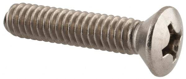 Value Collection - 1/4-20 UNC, 1-1/4" OAL Phillips Drive Machine Screw - Oval Head, Grade 18-8 Stainless Steel, Uncoated, Without Washer - Exact Tool & Supply