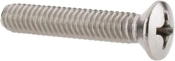 Value Collection - 1/4-20 UNC, 1-1/2" OAL Phillips Drive Machine Screw - Oval Head, Grade 18-8 Stainless Steel, Uncoated, Without Washer - Exact Tool & Supply