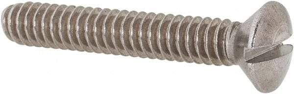 Value Collection - #10-24 UNC, 1-1/4" OAL Slotted Drive Machine Screw - Oval Head, Grade 18-8 Stainless Steel, Uncoated, Without Washer - Exact Tool & Supply